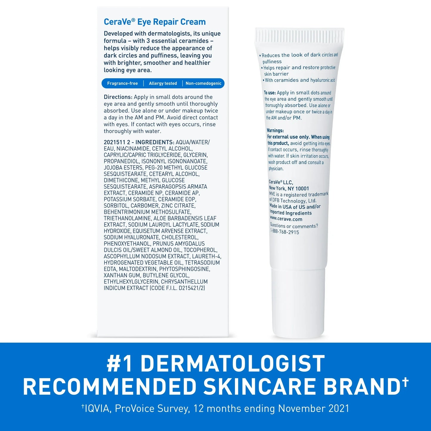 CeraVe Under Eye Cream Repair for Dark Circles and Puffiness